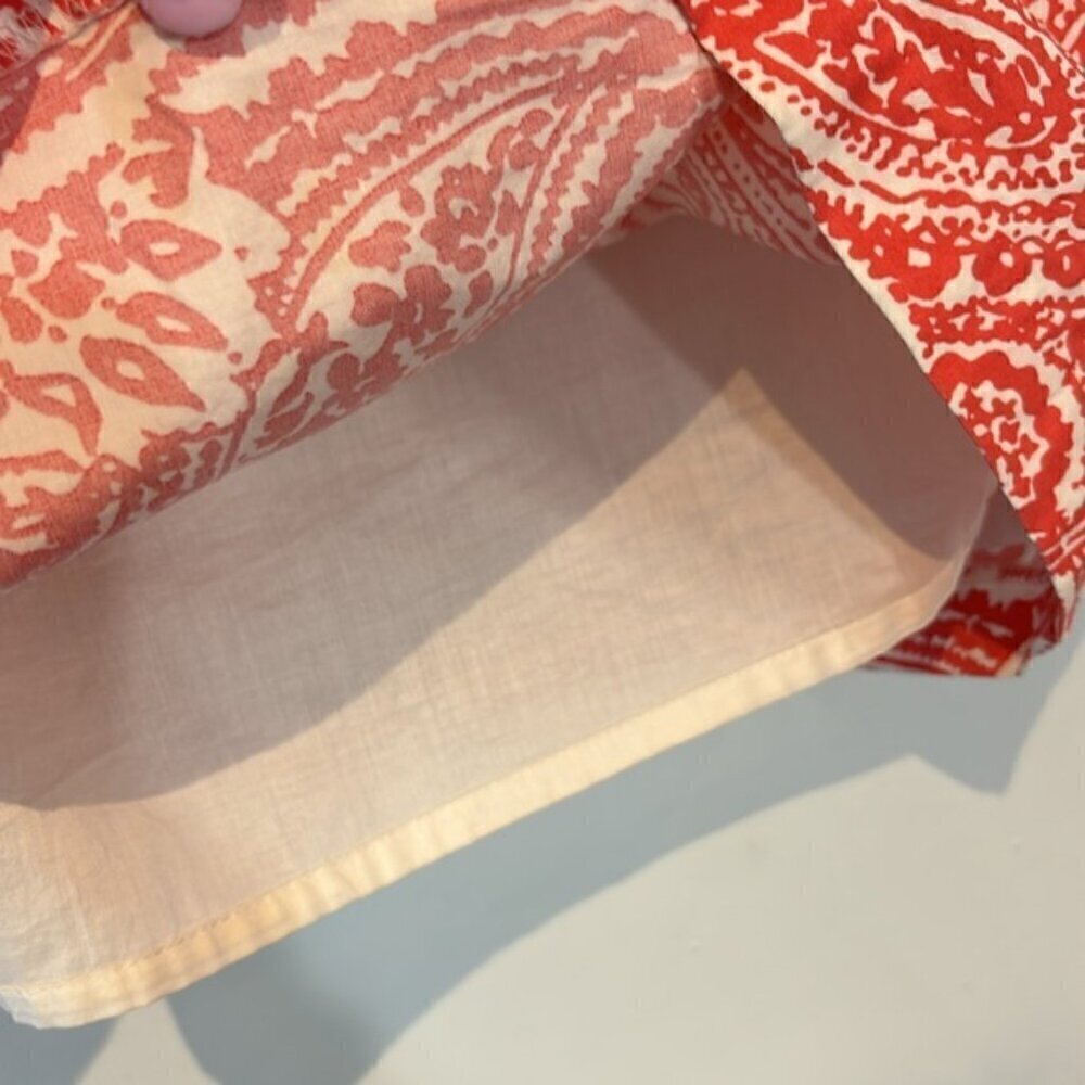 Land’s end cotton paisley print A-line skirt in coral/white size 12 - Picture 7 of 7